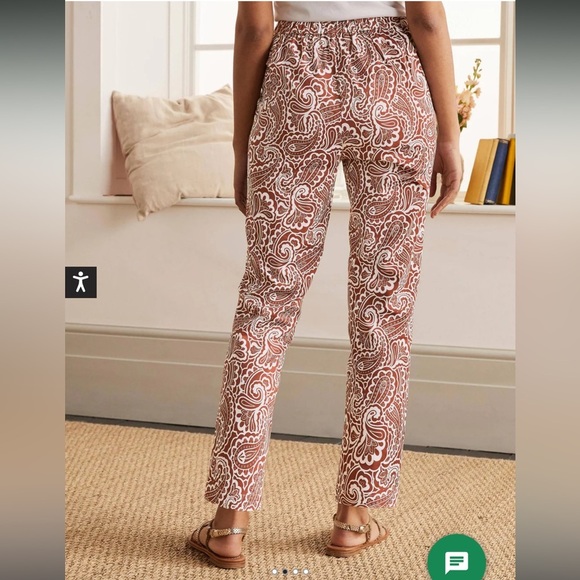 NWOT Boden Pull On Ankle Trousers Red Oak Summer Paisley Brown White Straight 10 - Picture 4 of 14